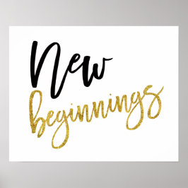 Nya Början Motivationscitat Guld/Svart Poster