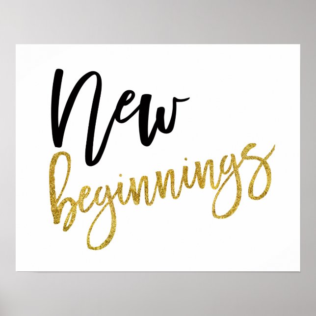 Nya Början Motivationscitat Guld/Svart Poster (Framsidan)