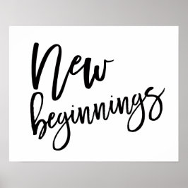 Nya Början Motivationscitat Svart Poster
