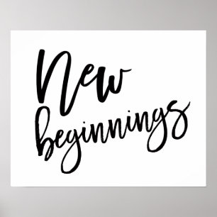 Nya Början Motivationscitat Svart Poster