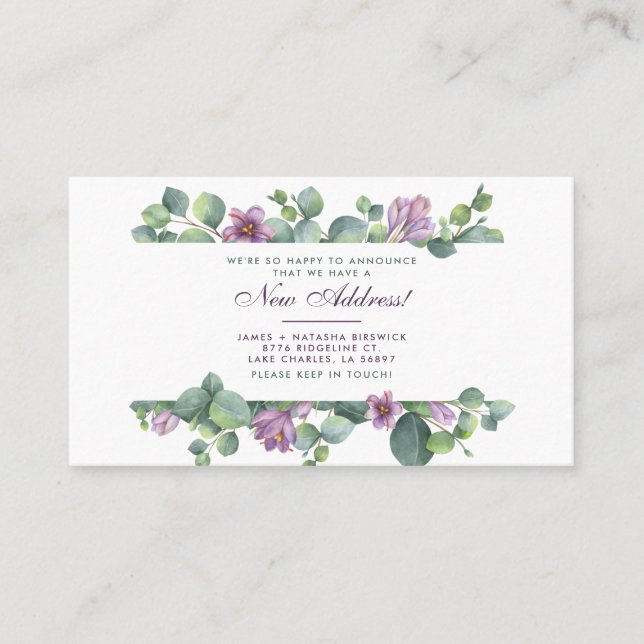 Nya botemiska hemmet Vi har Flyttat Eucalyptus Ann Visitkort (Framsida)