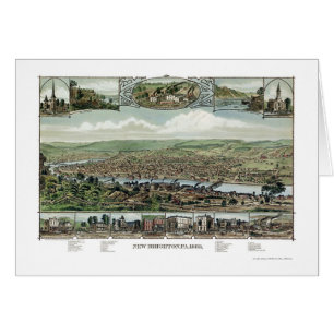 Nya Brighton, panorama- karta för PA - 1883 Hälsningskort