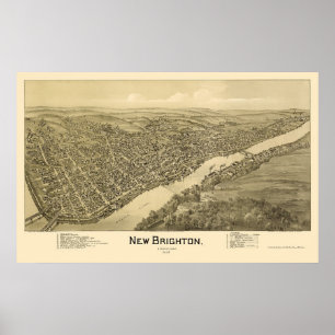 Nya Brighton, panorama- karta för PA - 1901 Poster