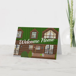 Nya Cabin House-uppvärmning Tack Kort