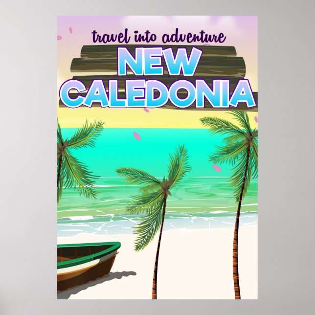 Nya Caledon "resa in i äventyr"-reseaffisch. Poster (Framsidan)