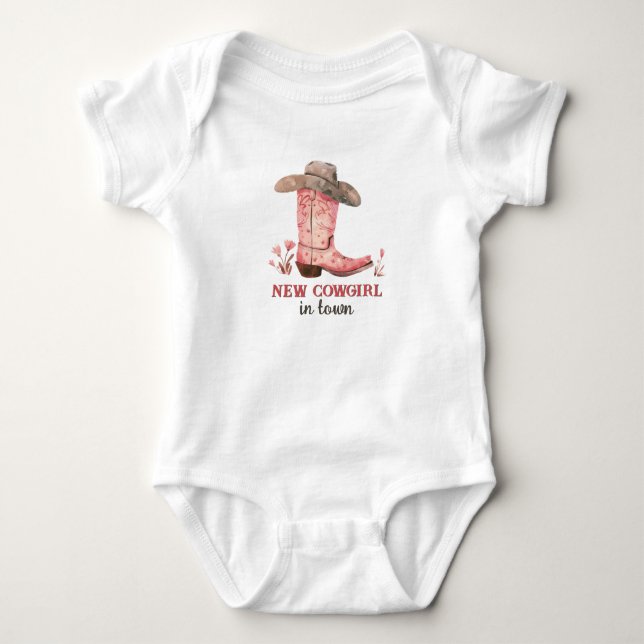 Nya Cowgirl i Town Rosa Boots Cute Western T Shirt (Framsida)