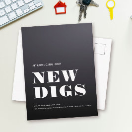 NYA DIGG Enkel Modern Minimal Flyttningsannons Meddelande Vykort