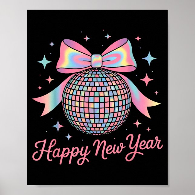 Nya Disco Boll Lyx Guld Gott Nytt År  Poster (Framsidan)
