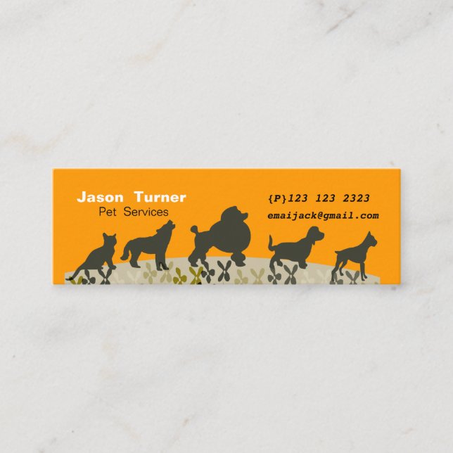 Nya Djuromsorga Pet Parad Veterinarianer Mini Visitkort (Framsida)