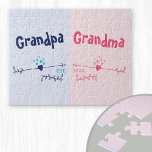 Nya farföräldrar - Baby eller Gravid Pussel<br><div class="desc">Jigszula Puzzles är ett sätt att göra ett uttalande på roligten, och denna moderna hjärtan- och pildesign i rosa och blått är idealisk för nya mor- och farföräldrar. Ord, morfar och mormor kan båda vara personlig till morfar, Nanna osv., till kostym. Ni kan också tillägga året då paret kommer att...</div>