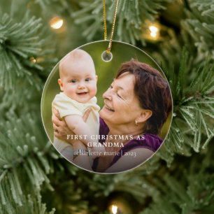 Nya farmor Babys första julfoto Julgransprydnad Keramik