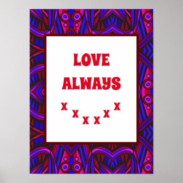 Nya fiskhuvud Löv Jazz Funk Lila Blue Red Poster (Framsidan)