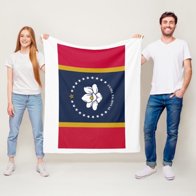 Nya Flagga Mississippi 2020 Fleecefilt (På plats)