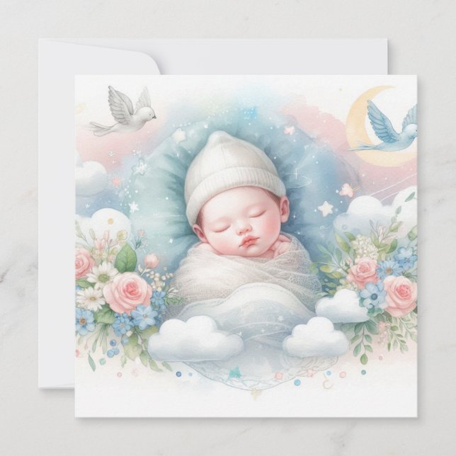 Nya född baby inbjudningar (Framsida)