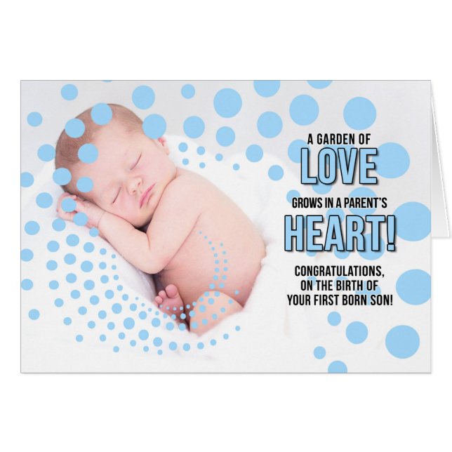Nya föräldraGrattisar vid en sons födelse Hälsningskort (Framsidan Horizontal)