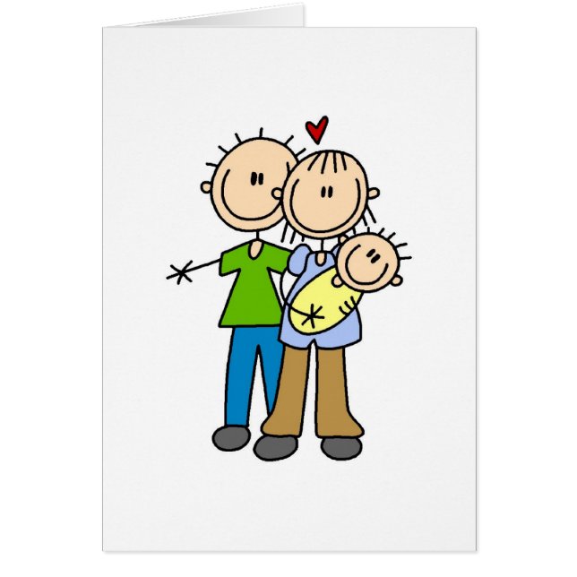 Nya föräldrar med babyTshirts och gåvor Hälsningskort (Framsidan)