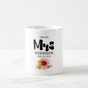 Nya fru - Blommigten Watercolor Bouquet Bröllop Kaffemugg