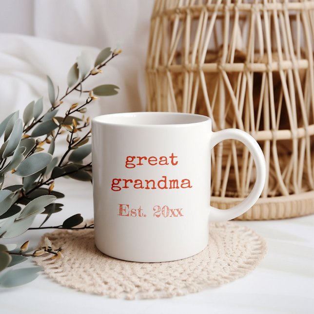 Nya gammelmormors bebis födelse statistik kaffemugg (Great Grandma baby birth announcement mug)