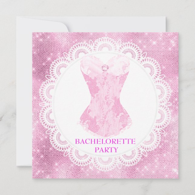 NYA GNISTRANDE ROSA KORSETT FINT ELEGANT SPETS INBJUDNINGAR (Framsida)