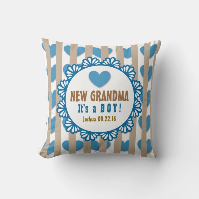 NYA GRANDMA MED Hearts och Rand V03D Kudde (Framsida)