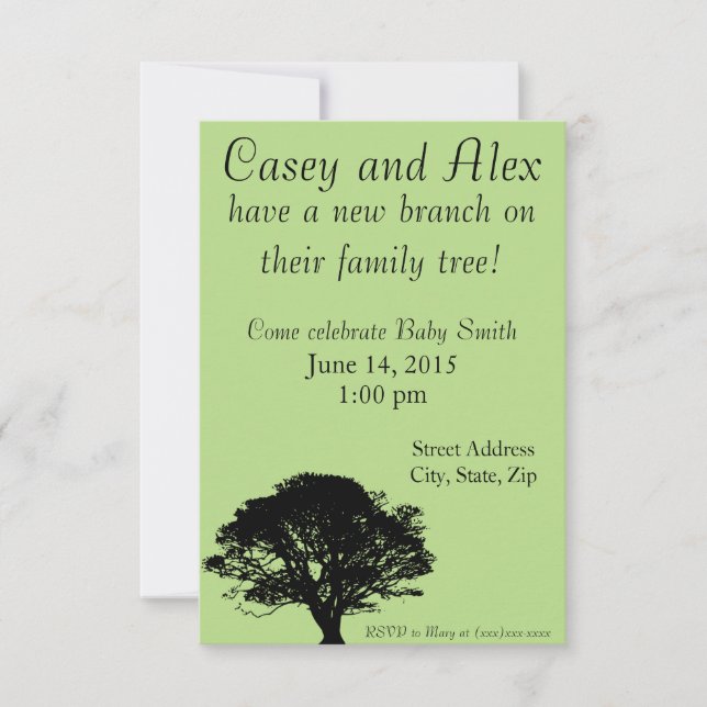 Nya Gren på Träd Bebisen Inbjudan (Framsida)