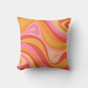 Nya Groove Retro Abstrakt Mönster Rosa och Orange Kudde