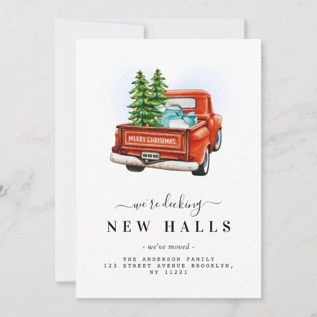 NYA HALS | Jristmas lastbil flytta Julkort (Framsida)