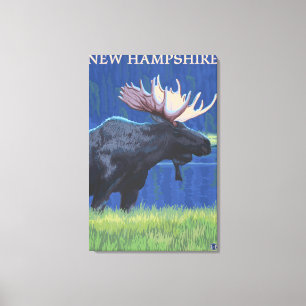 Nya HampshireMoose i månsken Canvastryck