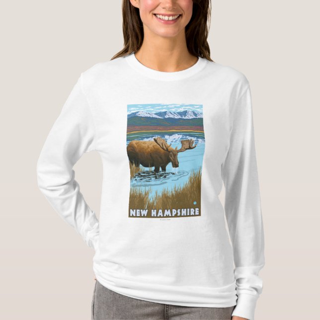 Nya HampshireMoose som dricker i sjön Tröja (Framsida)