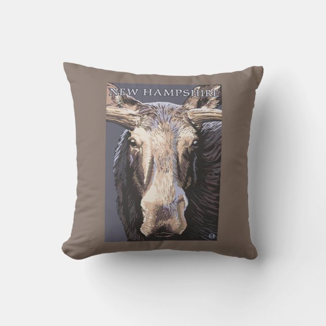 Nya HampshireMoose upp slut Kudde (Framsida)