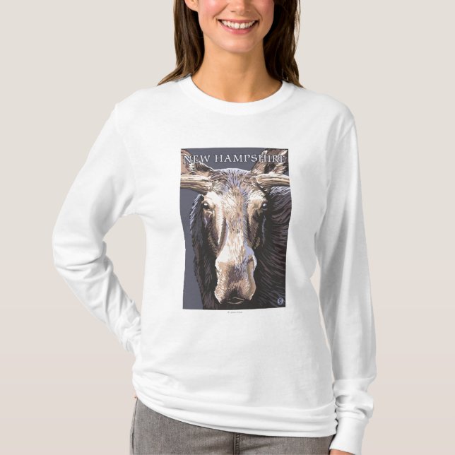 Nya HampshireMoose upp slut T-shirt (Framsida)