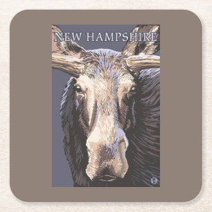 Nya HampshireMoose upp slut Underlägg Papper Kvadrat