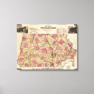 Nya HampshirePanoramic MapNew Hampshire Canvastryck