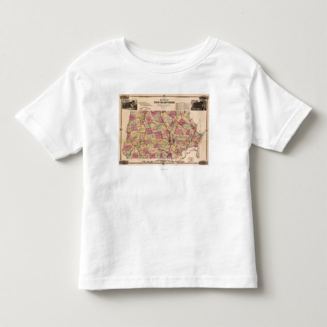 Nya HampshirePanoramic MapNew Hampshire Tee Shirt (Framsida)