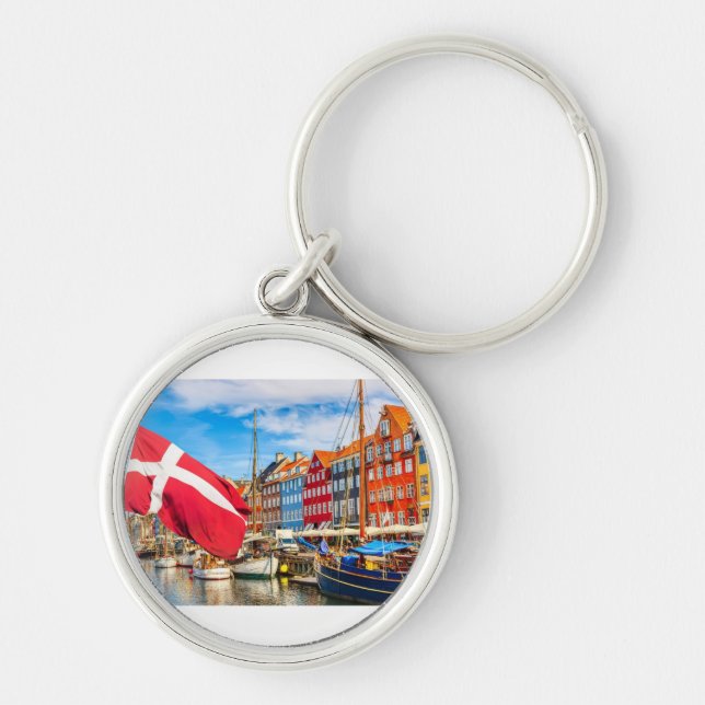 nya haven rund silverfärgad nyckelring (Framsidan)