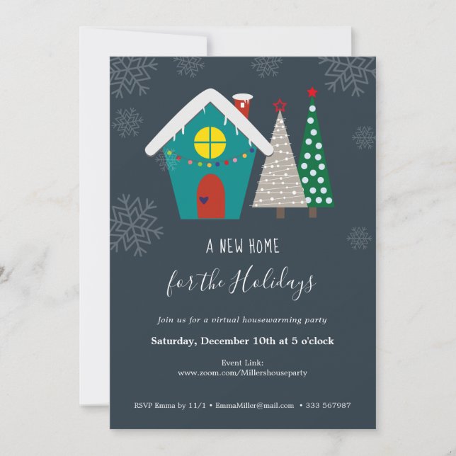 Nya Helgdagar i hemmet Virtuellare party Inbjudningar (Framsida)