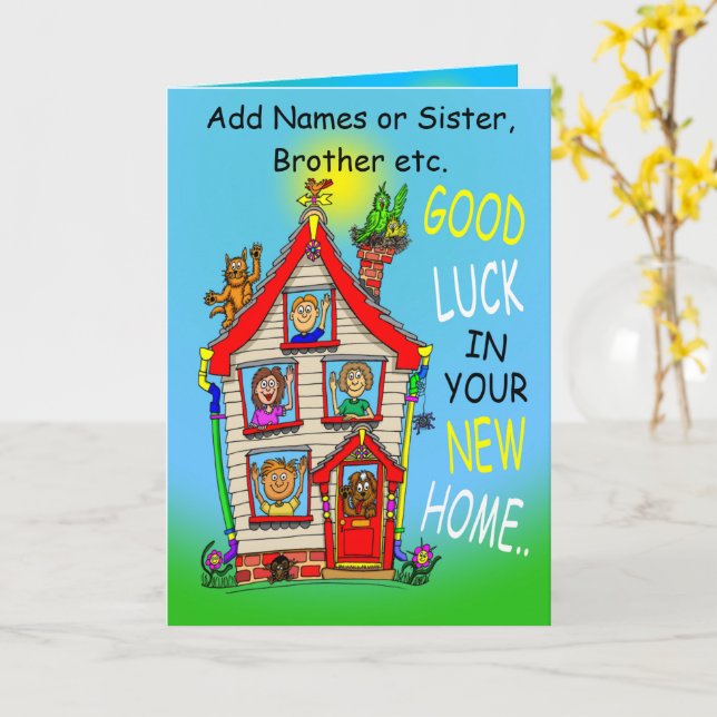 Nya hem i lycklig kort (Gul blomma)