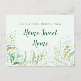 Nya Hem Ljuva Hem Akvarell Lövverk Inflyttning Meddelande Vykort