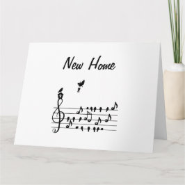 Nya hem, sång-fågel med nyckel från nya hem kort