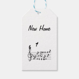 Nya hem, sång-fågel med nyckel från nya hem presentetikett
