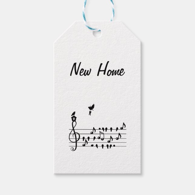 Nya hem, sång-fågel med nyckel från nya hem presentetikett (Framsidan)