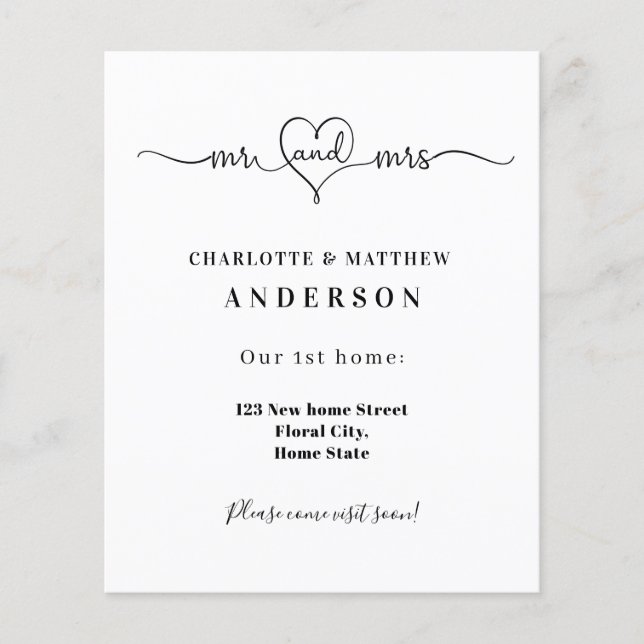 Nya hemmet ny gifta adress flytta  flygblad (Framsidan)