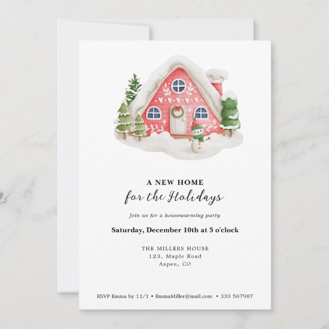 Nya hemmet Party Snowy House Inbjudningar (Framsida)