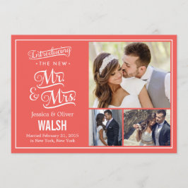 Nya herr och fru Bröllop - Coral Inbjudningar