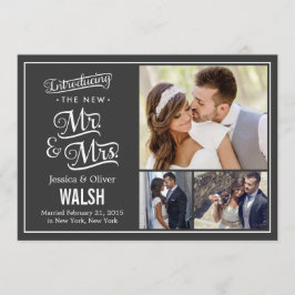 Nya herr och fru Bröllop-tillkännagivandet - träko Inbjudningar