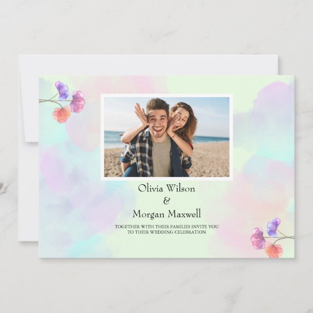 Nya inbjudningar till Rosa och blåbröllop (Framsida)