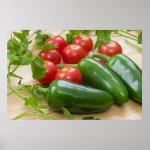 Nya Jalapenos, körsbärsröda tomater och Cilantr Poster