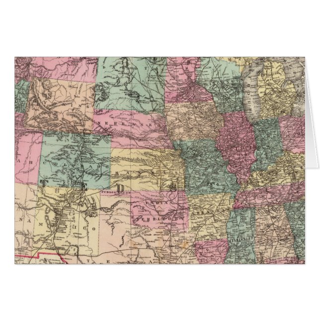 Nya järnvägar karta i Förenade Stater Hälsningskort (Framsidan Horizontal)
