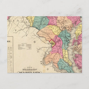 Nya järnvägen karta vid stater Maryland Vykort