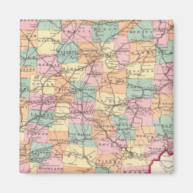 Nya järnvägsvägen karta i delstaten Ohio Magnet (Framsidan)